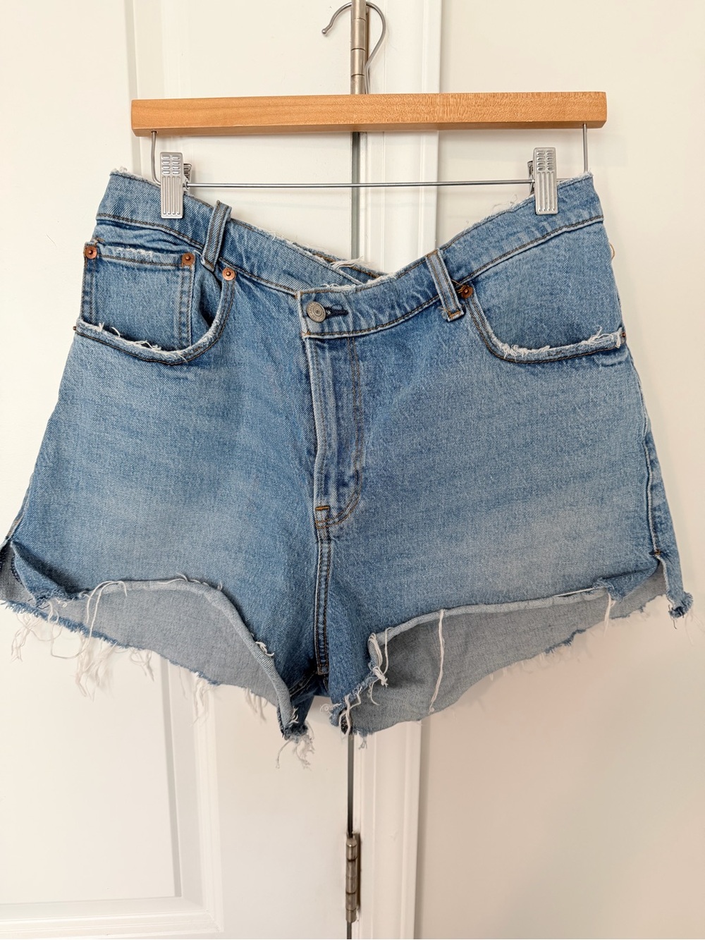 Abercrombie & Fitch Light Blue Frayed Hem Denim Shorts